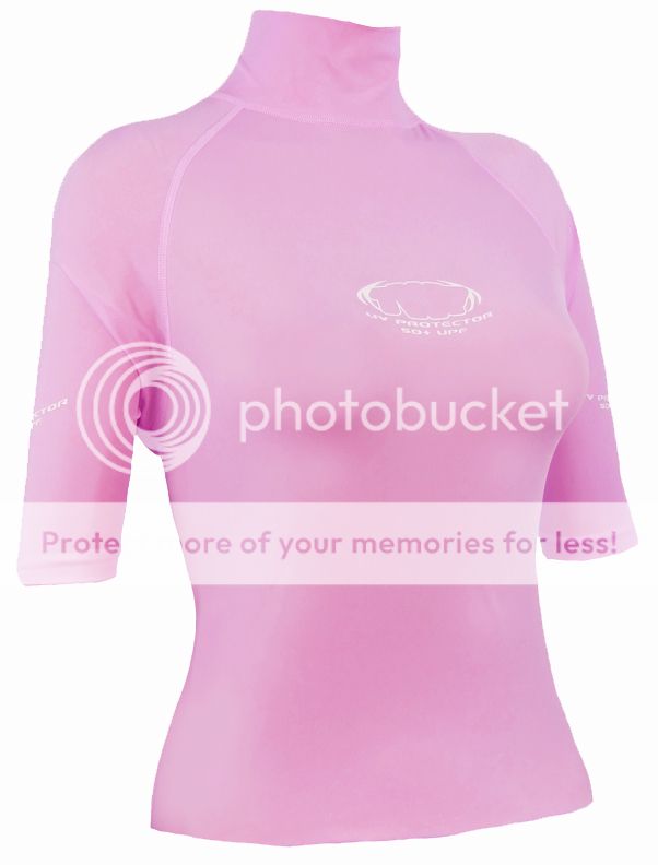 Ladies PINK High Neck Lycra WET SUIT RASH Guard VEST TWF Dive Surf
