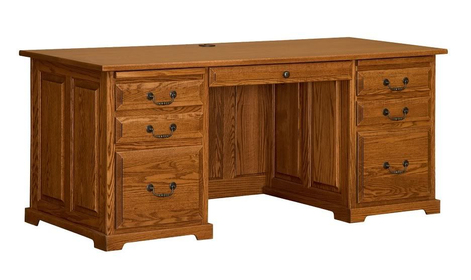 60" Amish Executive Computer Desk Hutch Home Office Solid Wood Oak