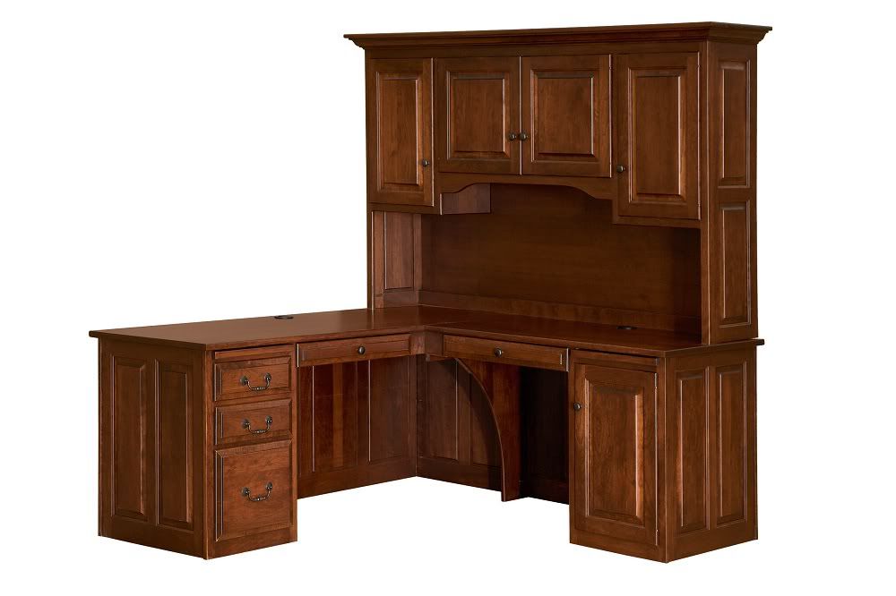 Amish Corner Computer Desk Hutch Home Office Solid Wood Oak Maple