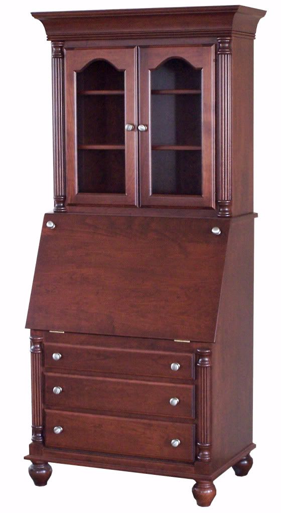 Amish Secretary Laptop Desk Solid Cherry Wood Office Furniture Drop