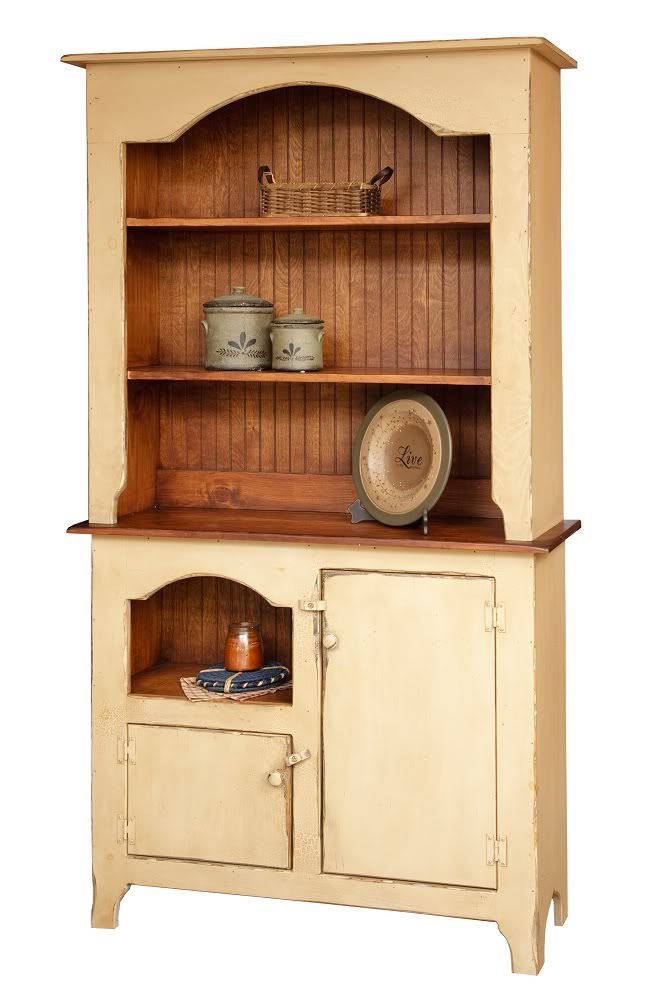Primitive Furniture Hutch Decor Country Colonial Kitchen Cottage Pine ...