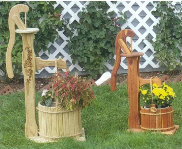 Amish Wooden Garden Planter Water Hand Pump Flower Pot ... Amish Wooden Garden Planter Water Hand Pump Flower Pot